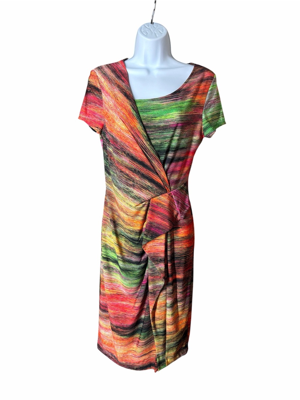 BCBGMaxAzria Multicolor Draped Knit Midi Dress